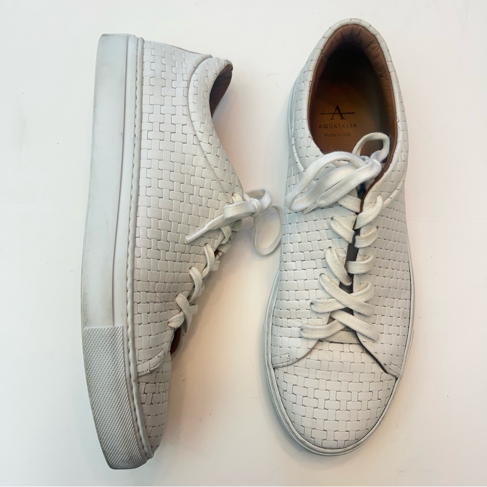 Aquatalia Avery Basket Weave Leather Sneakers, Women’s Size 9.5 (for like 9)
